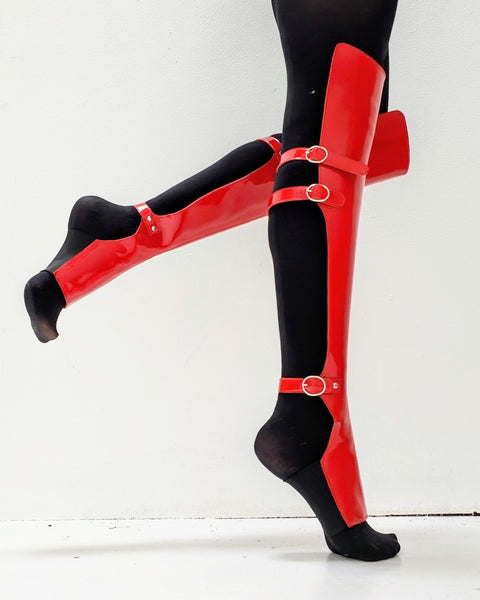 Red patent Overknee Gaiters