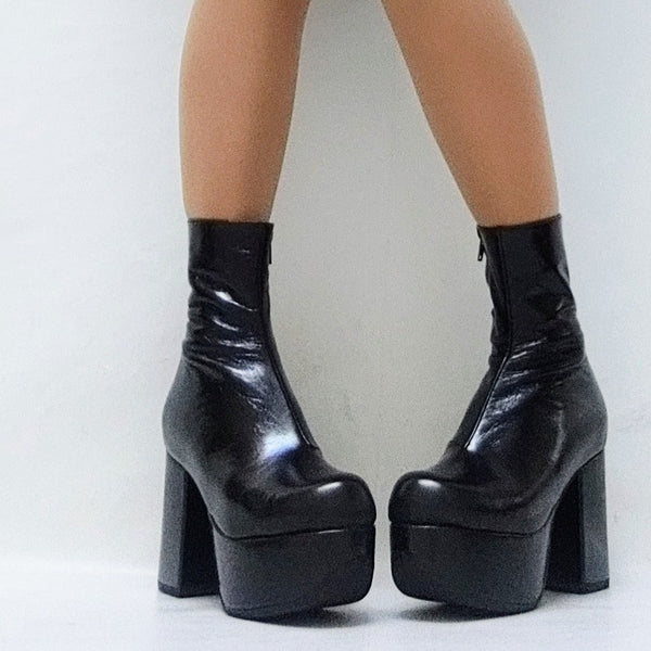 Classic Black Platform Ankle Boots