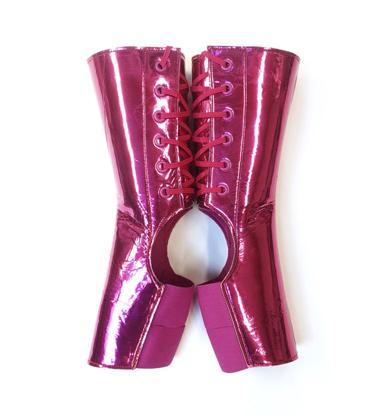 READY MADE & LIMITED EDITION Short Aerial boots in Pink Mirror Leather SIZE 1