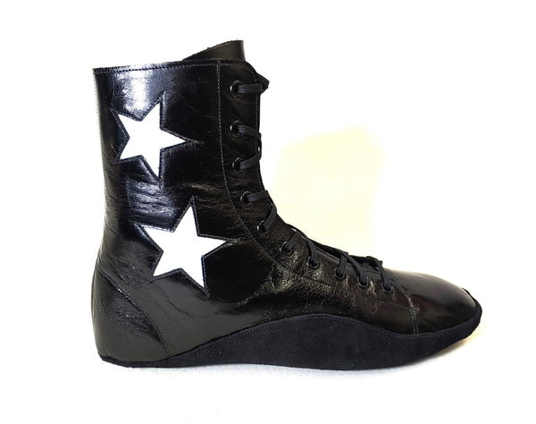 CUSTOM MADE Black Tightrope Boots w/White Stars