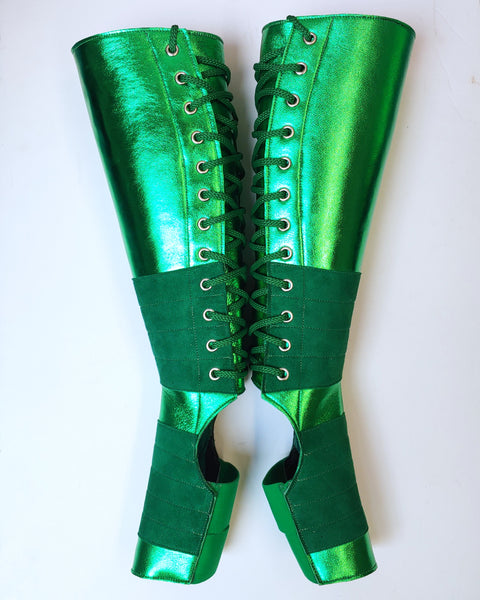 Green METALLIC Aerial boots w/ Suede Grip
