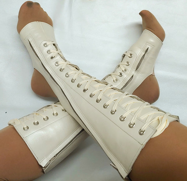 Pearl Cream Aerial boots w/ FRONT Lacing +ZIP
