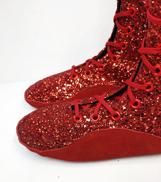 Red Glitter Tightrope Boots