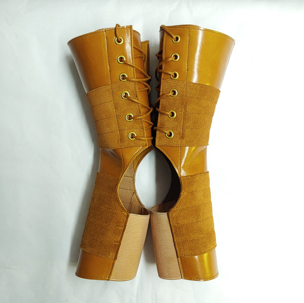 Short TAN Leather Aerial boots w/ Suede Grip