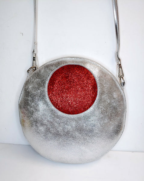 Small Polkadot Handbag Silver/Red