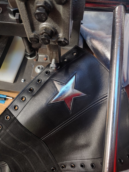 Black Aerial boots w/ Silver metallic STAR + Suede Grip