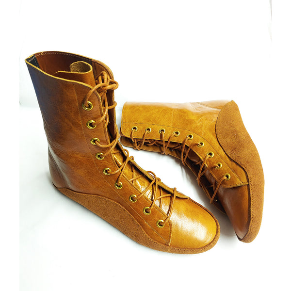 CUSTOM MADE Caramel Leather Tightrope Boots