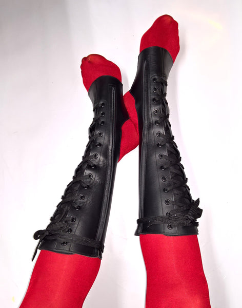 Black Aerial boots w/ FRONT Lacing & Side ZIP