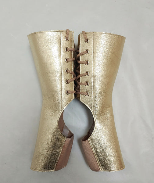 READY MADE Short Aerial boots in PLATINUM Metallic Leather SIZE 3