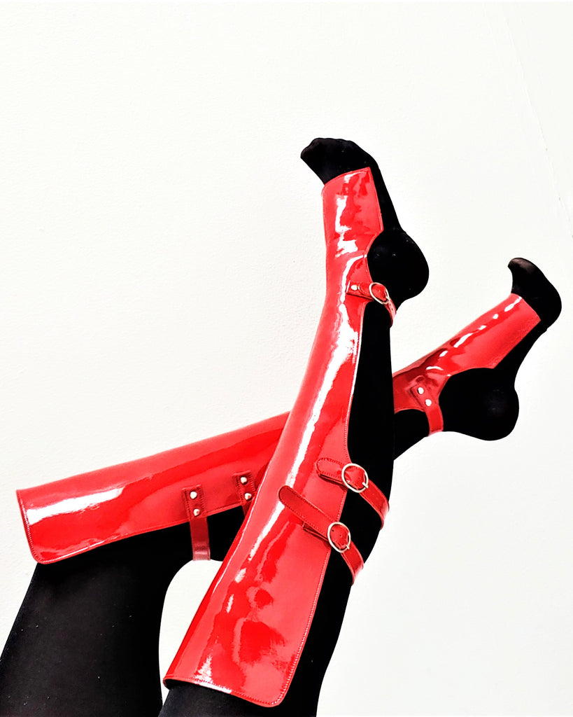 Red patent Overknee Gaiters