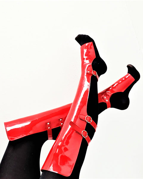 Red patent Overknee Gaiters