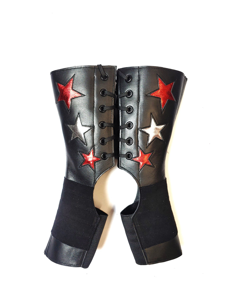SHORT Stardust Aerial boots w/ Silver & Red Stars + Grip Panel