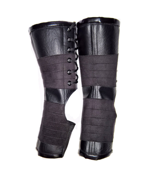 CUSTOM SIZE Short VEGAN Black Aerial Boots w/ grip panels