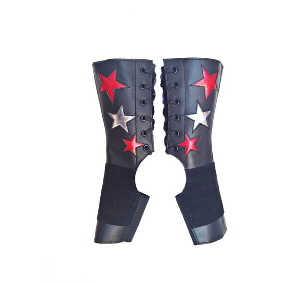SHORT Stardust Aerial boots w/ Silver & Red Stars + Grip Panel