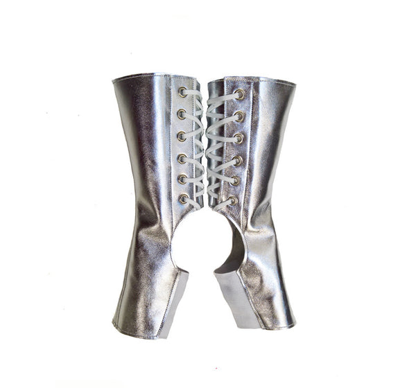 SILVER metallic Short Aerial gaiters