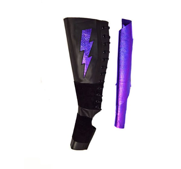 Black Aerial boots w/ Purple metallic ZIGGY Bolt + Suede Grip