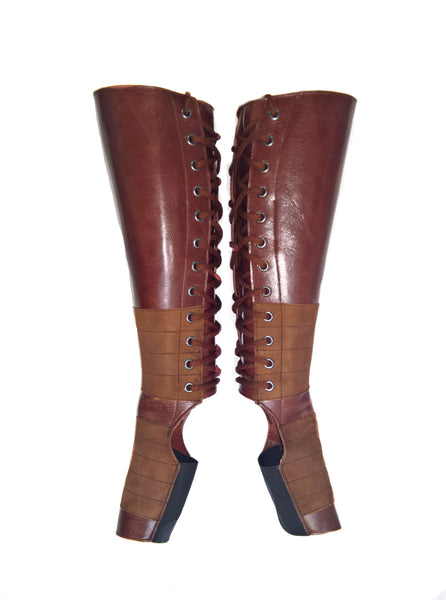 BROWN Leather Aerial boots w/ Suede Grip