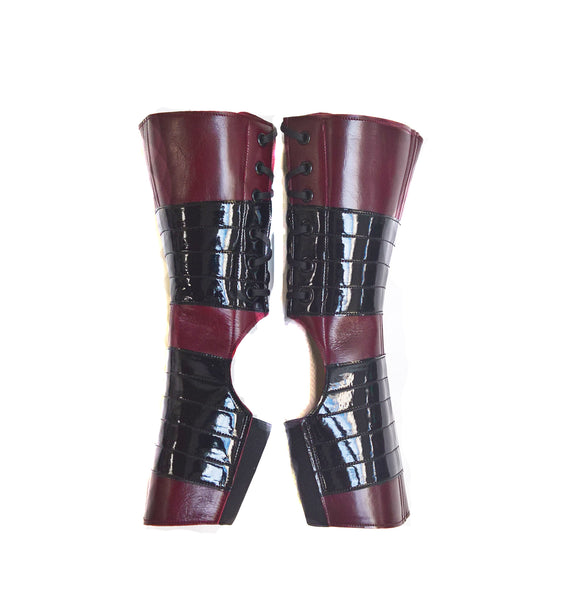 BURGUNDY & Black Patent Aerial & Pole Gaiters