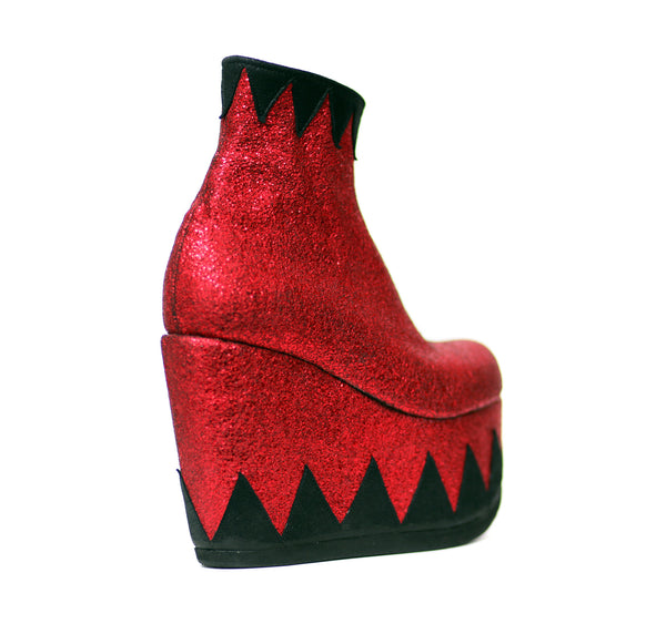 Ringmaster Circus Red Black Metallic Ankle Boots Platform Wedges