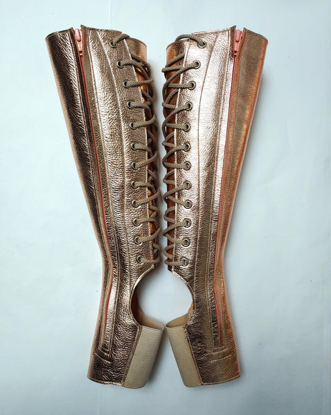 Rose Gold Aerial Boots w/ inside ZIP w/ Suede Grip option