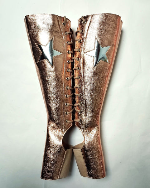 Rose Gold Aerial boots w/ Silver Star + inside Zip