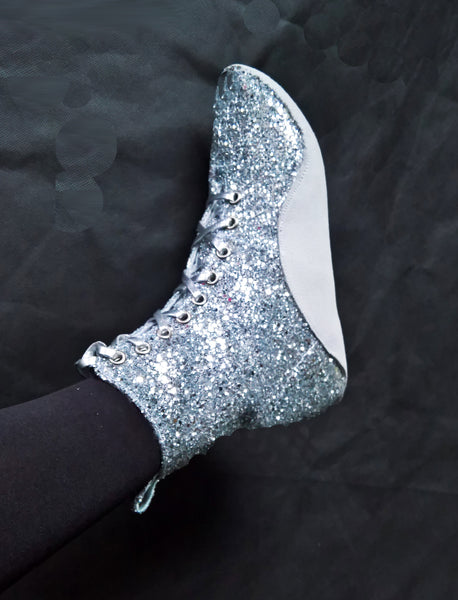 Silver Glitter Tightrope Boots