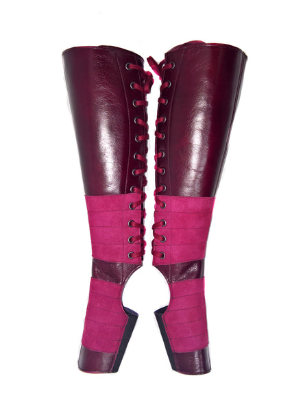 BURGUNDY Leather Aerial boots w/ Suede Grip