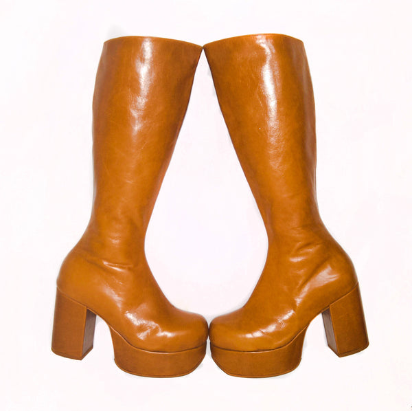 Platform Knee Boots Caramel