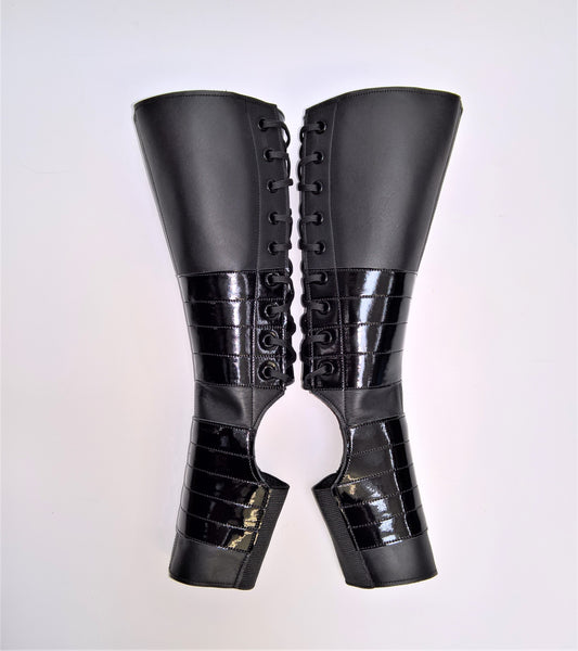 Black Aerial & POLE DANCE boots w/ Patent panels