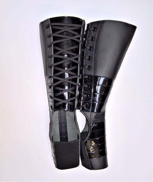 Black Aerial & POLE DANCE boots w/ Patent panels