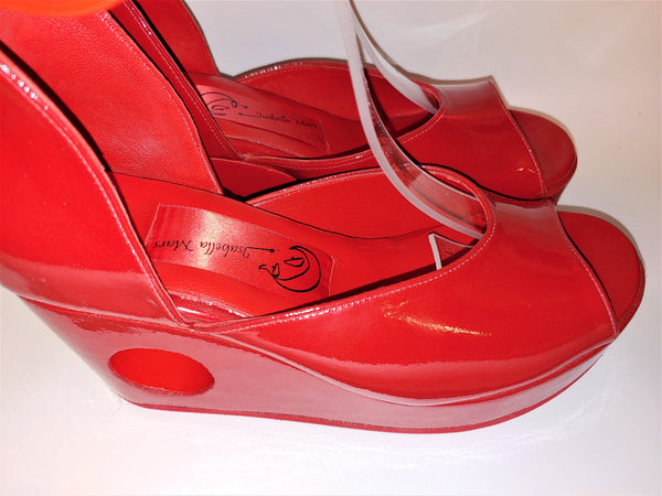 Red PEEPHOLE Platform Sandals
