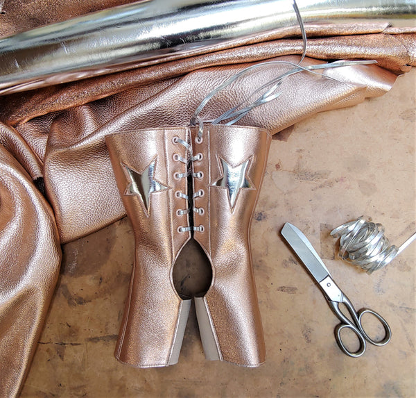 Short Aerial boots in ROSE GOLD w/ Silver STAR