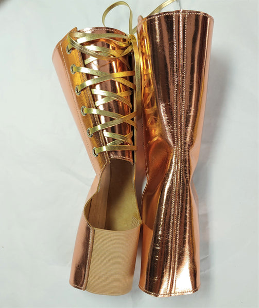 ROSE GOLD mirror-metallic Short Aerial gaiters