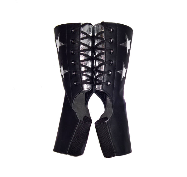 SHORT Black Aerial boots w/ 2 Silver Stars + back