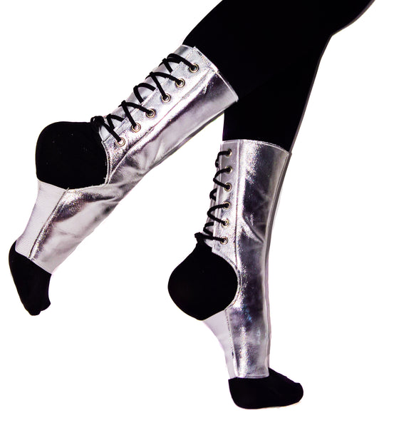 SILVER metallic Short Aerial gaiters