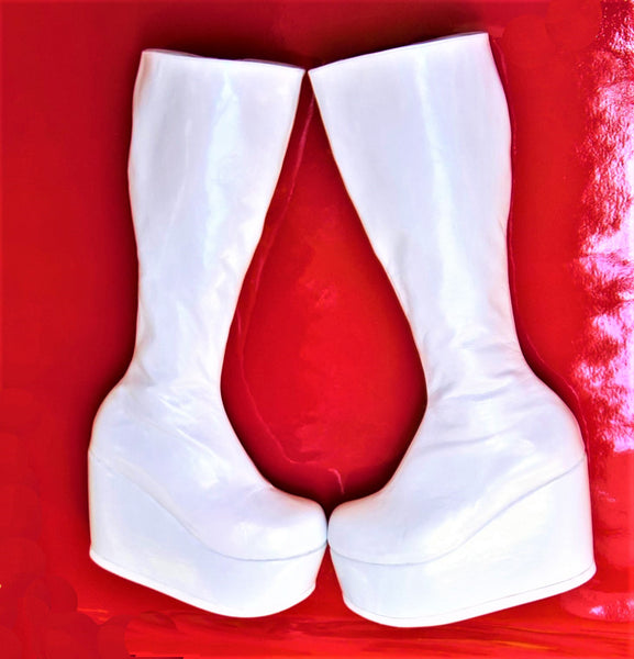 White Platform Wedge Knee Boots