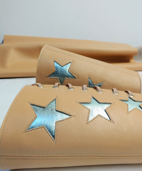 Nude Aerial boots w/SEA GREEN Stars + Suede Grips