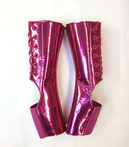 READY MADE & LIMITED EDITION Short Aerial boots in Pink Mirror Leather SIZE 1