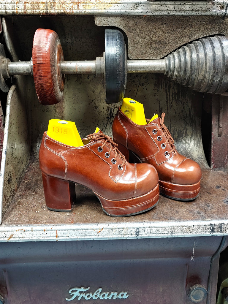 70s style chestnut brown city platform shoes handmade 70s style chestnut brown city platform shoes handmade