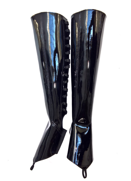 Long Black patent POLE DANCE & Aerial boots w/ TOE SLING