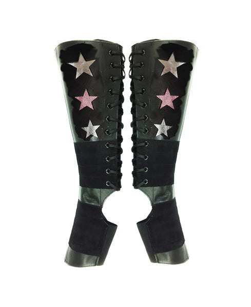CUSTOM Stardust Aerial boots w/ Silver & Blush Pink Metallic Stars