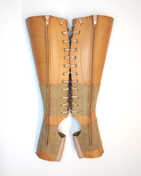 NUDE leather Aerial boots w/ Suede Grip + ZIP
