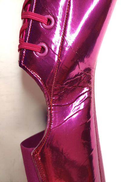READY MADE & LIMITED EDITION Short Aerial boots in Pink Mirror Leather SIZE 1