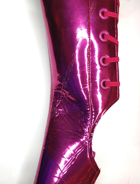 READY MADE & LIMITED EDITION Short Aerial boots in Pink Mirror Leather SIZE 1