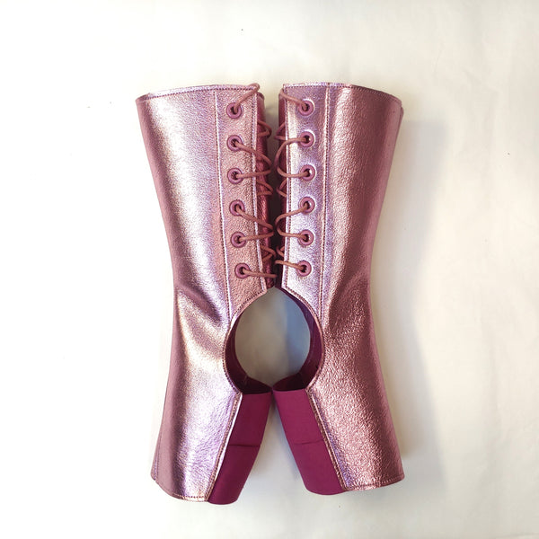 READY MADE Short Aerial boots in Pink Metallic Leather SIZE 1