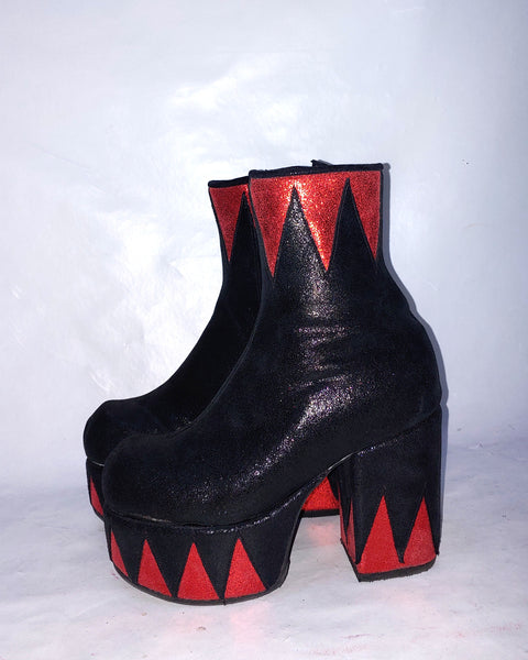 RINGMASTER Platform Boots - Black & Red metallic