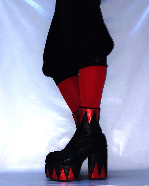 RINGMASTER Platform Boots - Black & Red metallic