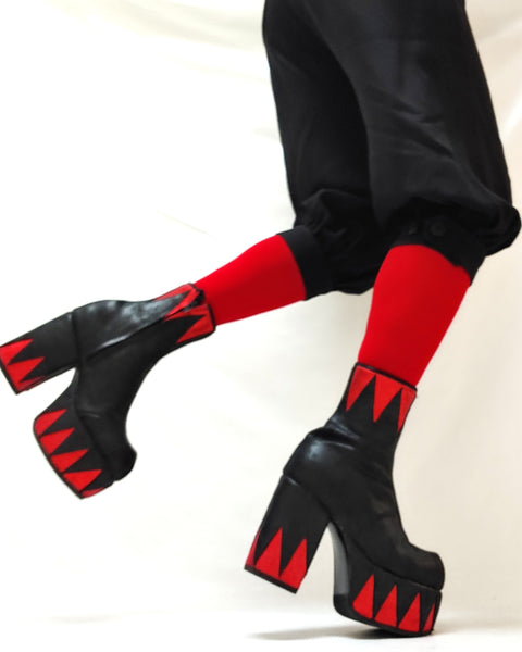 RINGMASTER Platform Boots - Black & Red metallic