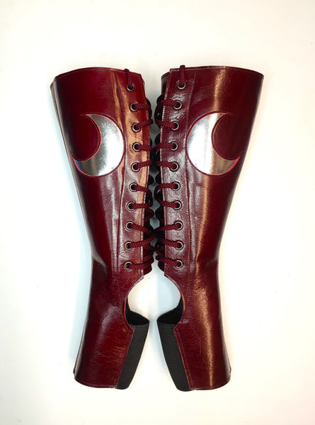 Burgundy Aerial boots w/ CRESCENT MOON