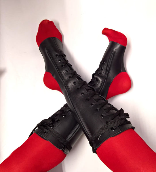 Black Aerial boots w/ FRONT Lacing & Side ZIP